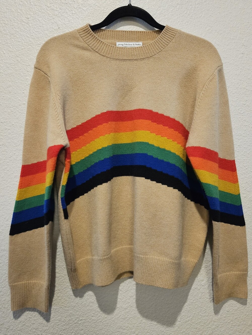 Young Fabulous And Broke Tan Rainbow Sweater Size S/M